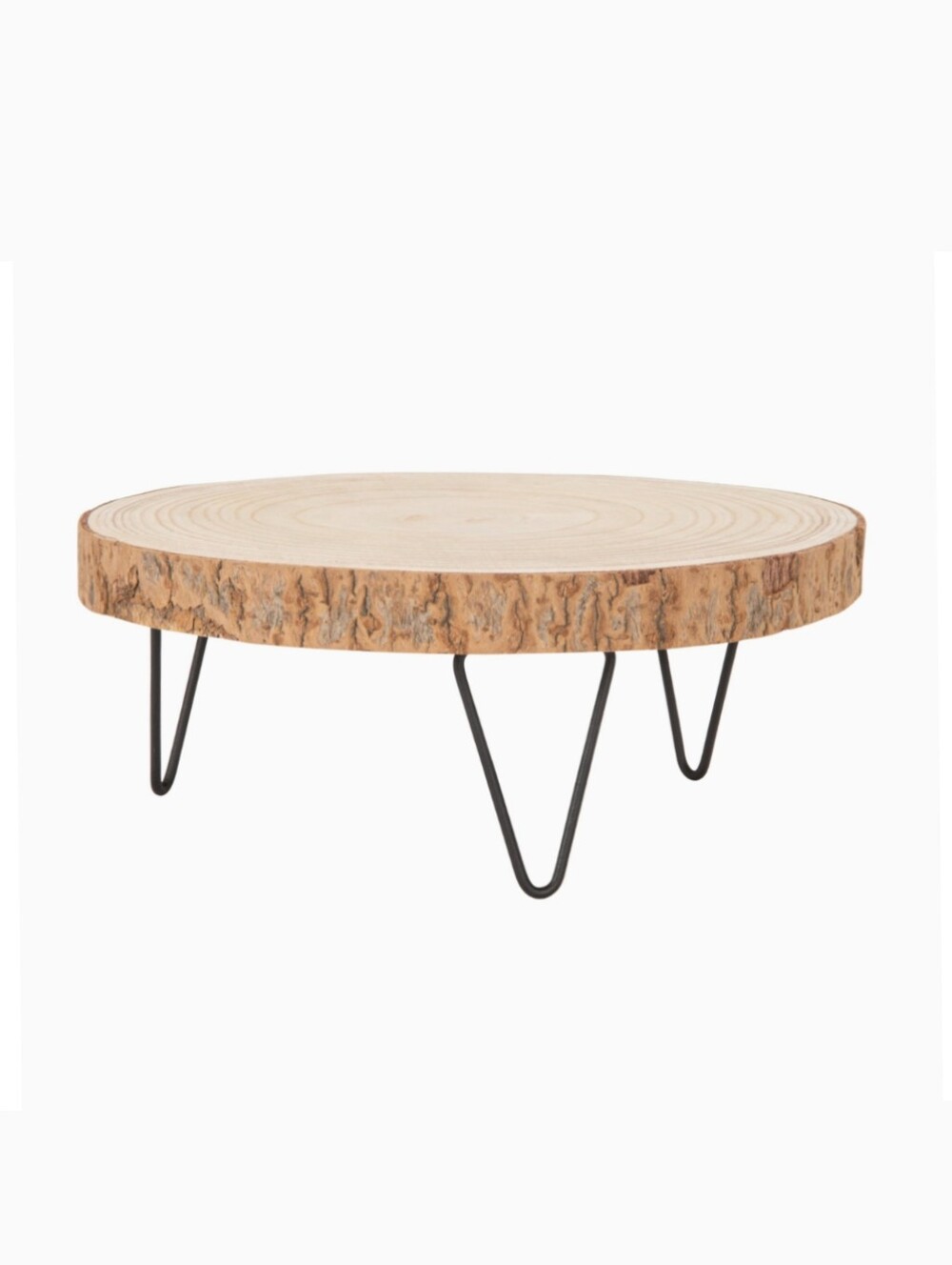 Creative Co-Op NWT 11" Paulownia Wood Pedestal With Metal Legs In Natural